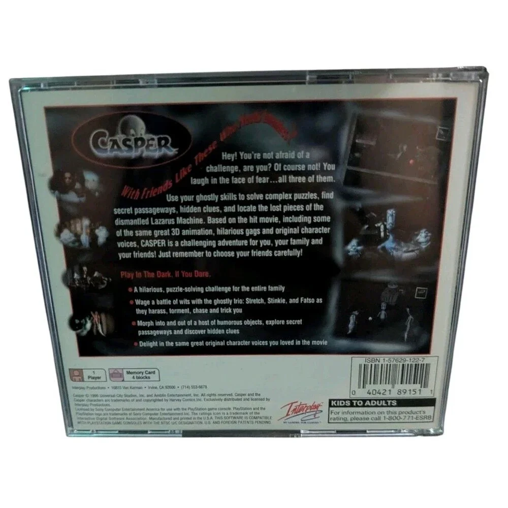 Casper A Haunting 3D Challenge - PlayStation 1, PS1 - Complete CIB Black RCard